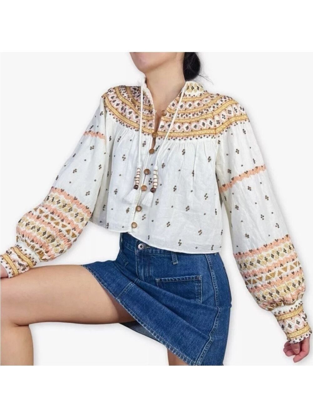 Veronica Beard Fernanda Embellished Beaded Linen Blend Crop Jacket Sz L - Picture 5 of 12